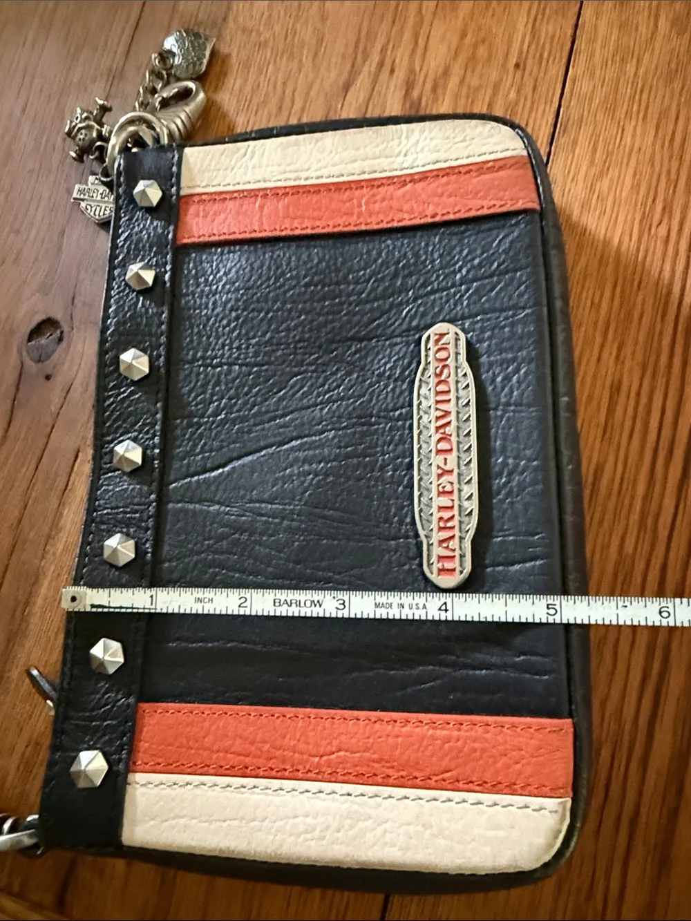 Harley-Davidson Black, White & Orange Studded Hip Bag